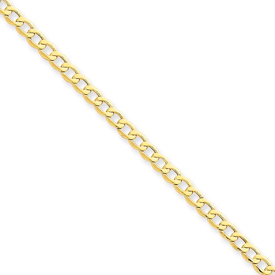14k Gold 3.35 mm Semi-Solid Curb Link Chain Bracelet - 7 in. 14k Gold 3.35 mm Semi-Solid Curb Link Chain Bracelet - 7 in.
